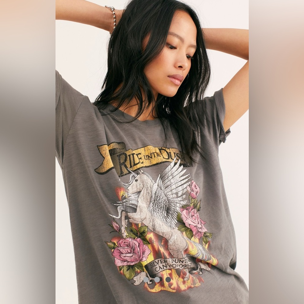 Spell & The Gypsy Tee  Ride Until Dusk Biker Tee Top T Shirt  Small Read